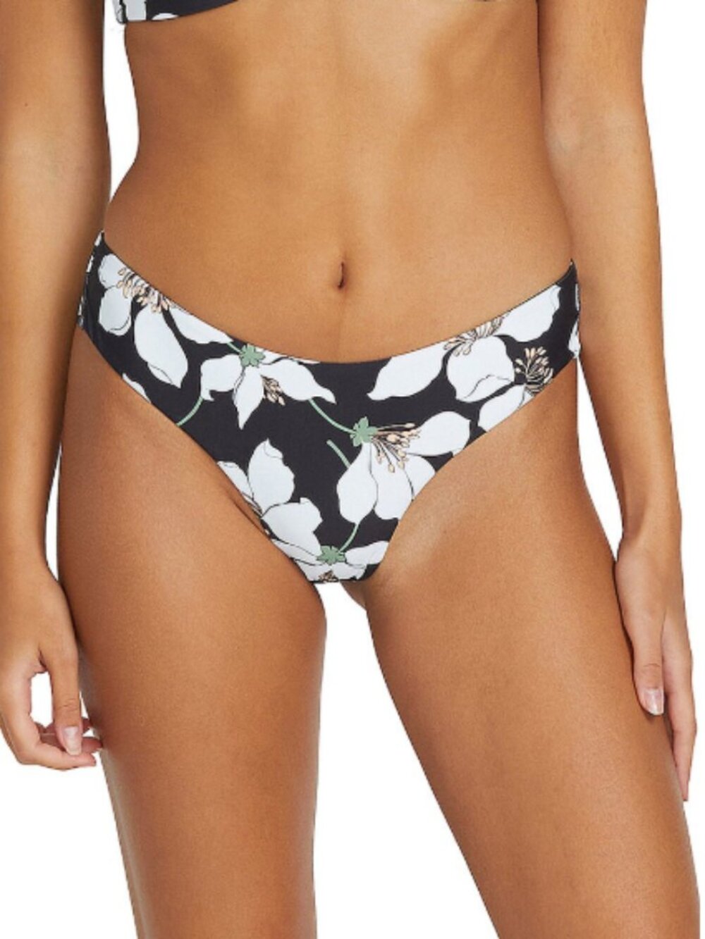 Volcom Juniors' Midnight Lily Printed Cheeky Bikini Bottoms Swim Size M 7766